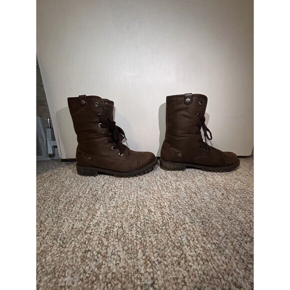 Roxy Bruna Fold Over Fuzzy Combat Boots Chocolate brown 8.5 - Picture 5 of 16